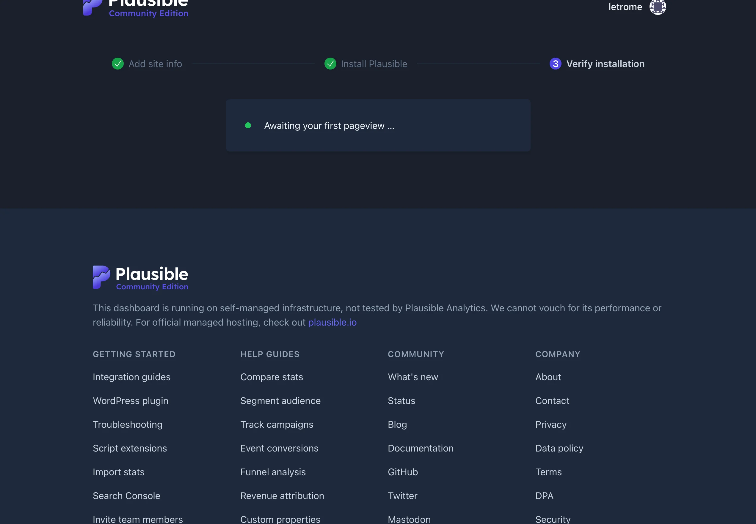 Awaiting first pageview