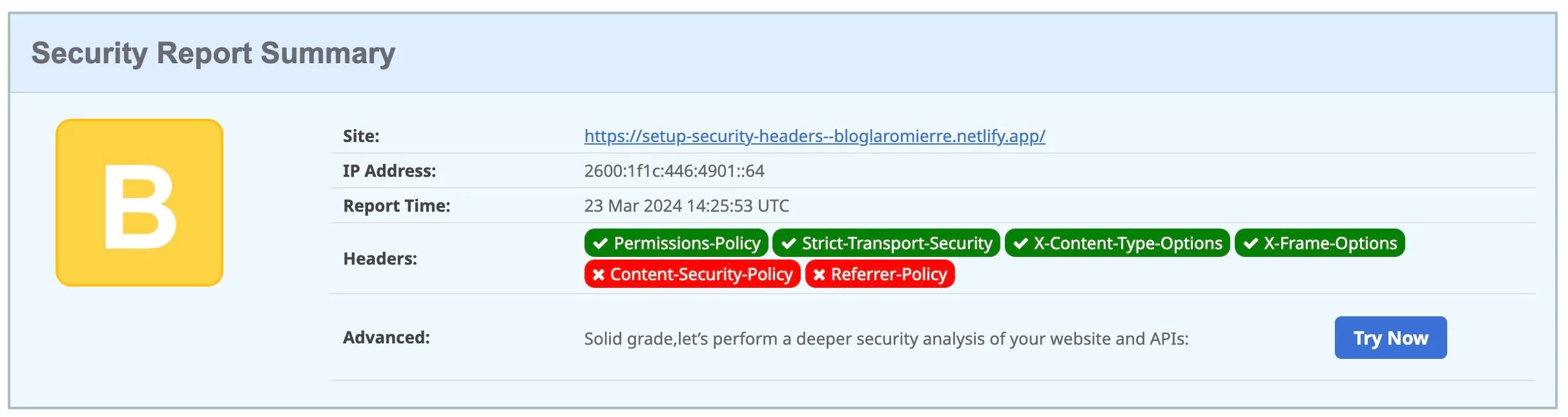 Analysis after adding the X-Content-Type_Options