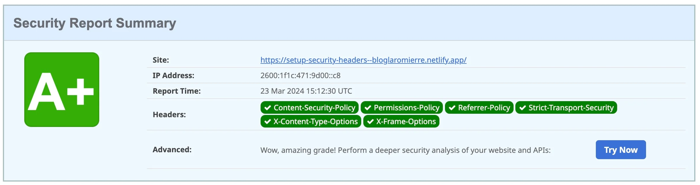 Analysis after adding the Content-Security-Policy