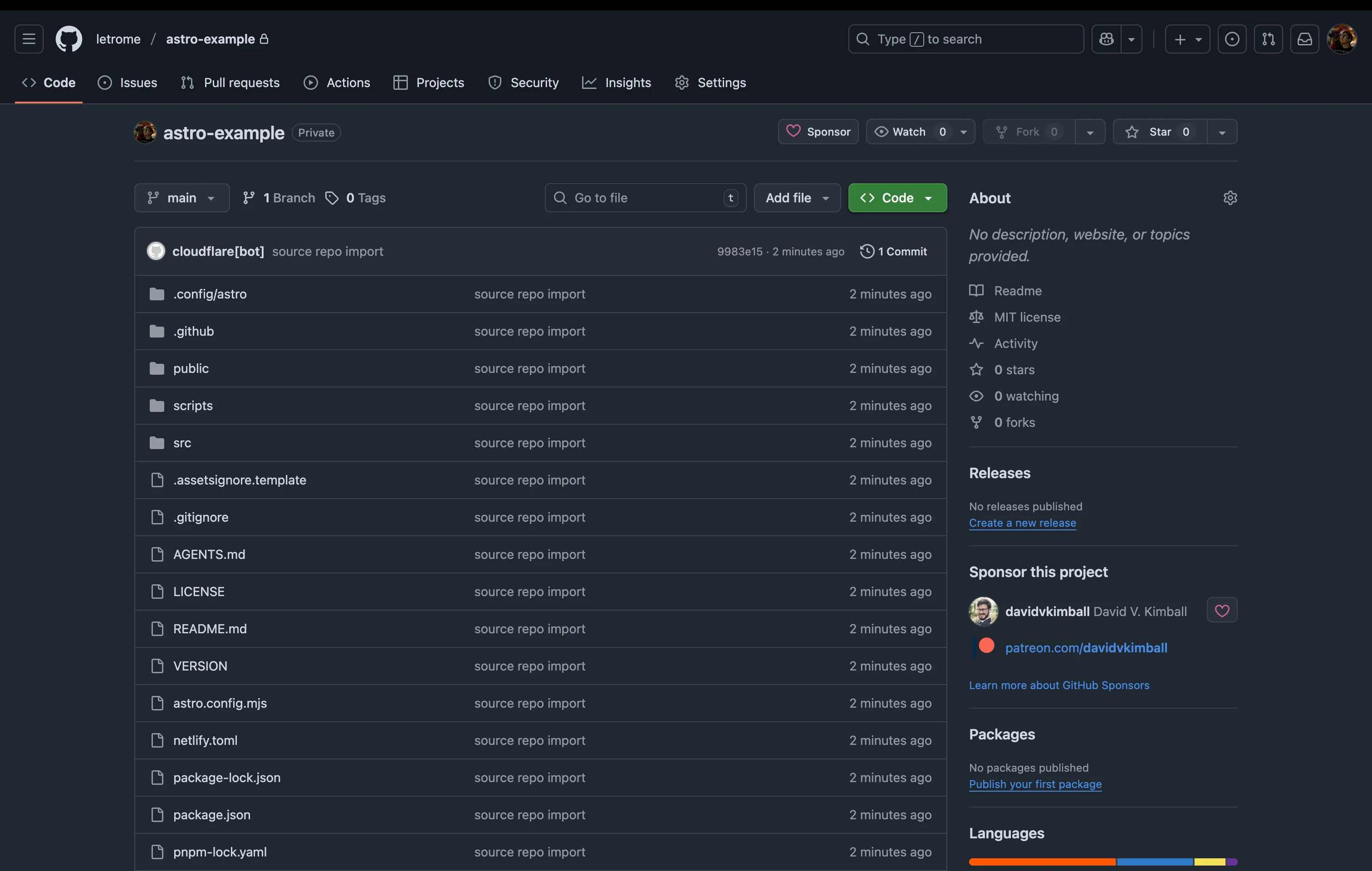 GitHub repository created by Cloudflare