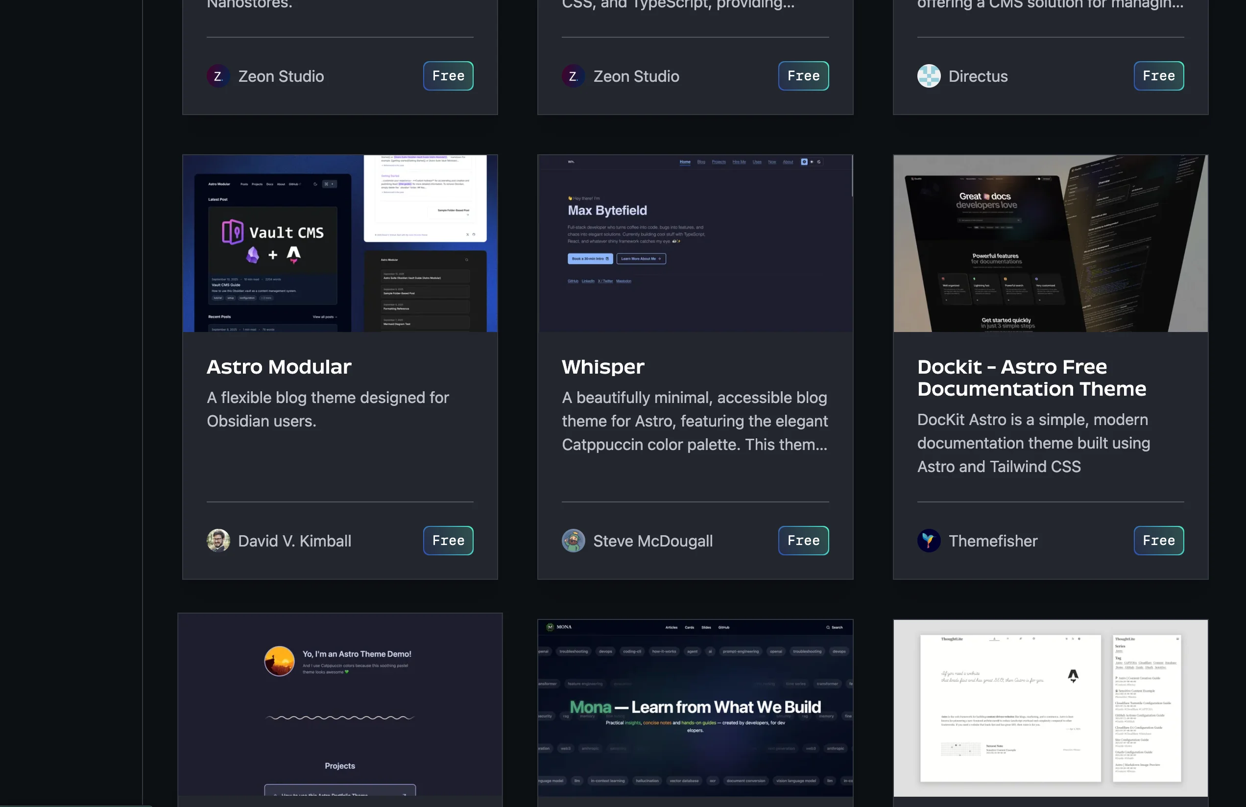 astro themes list